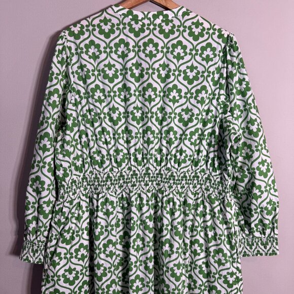 Boden Elena Cotton Tiered Midi Dress Womens 16-18 Paradise Green Ivy Trellis NWT - Picture 14 of 16